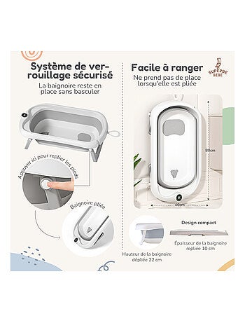 Bañera plegable para bebés - Termómetro y hamaca incluidos | SUPERBE BEBE