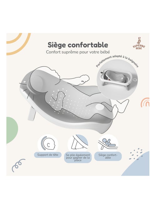 Bañera plegable para bebés - Termómetro y hamaca incluidos | SUPERBE BEBE - Kiabi