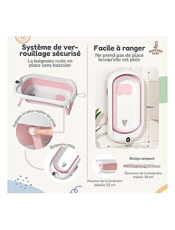 Bañera plegable para bebés - Termómetro y hamaca incluidos | SUPERBE BEBE