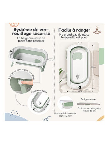 Bañera plegable para bebés - Termómetro y hamaca incluidos | SUPERBE BEBE