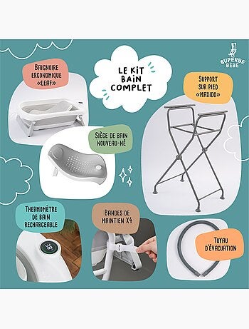 Bañera plegable para bebés con soporte - Kit completo | SUPERBE BEBE