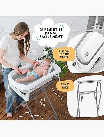 Bañera plegable para bebés con soporte - Kit completo | SUPERBE BEBE