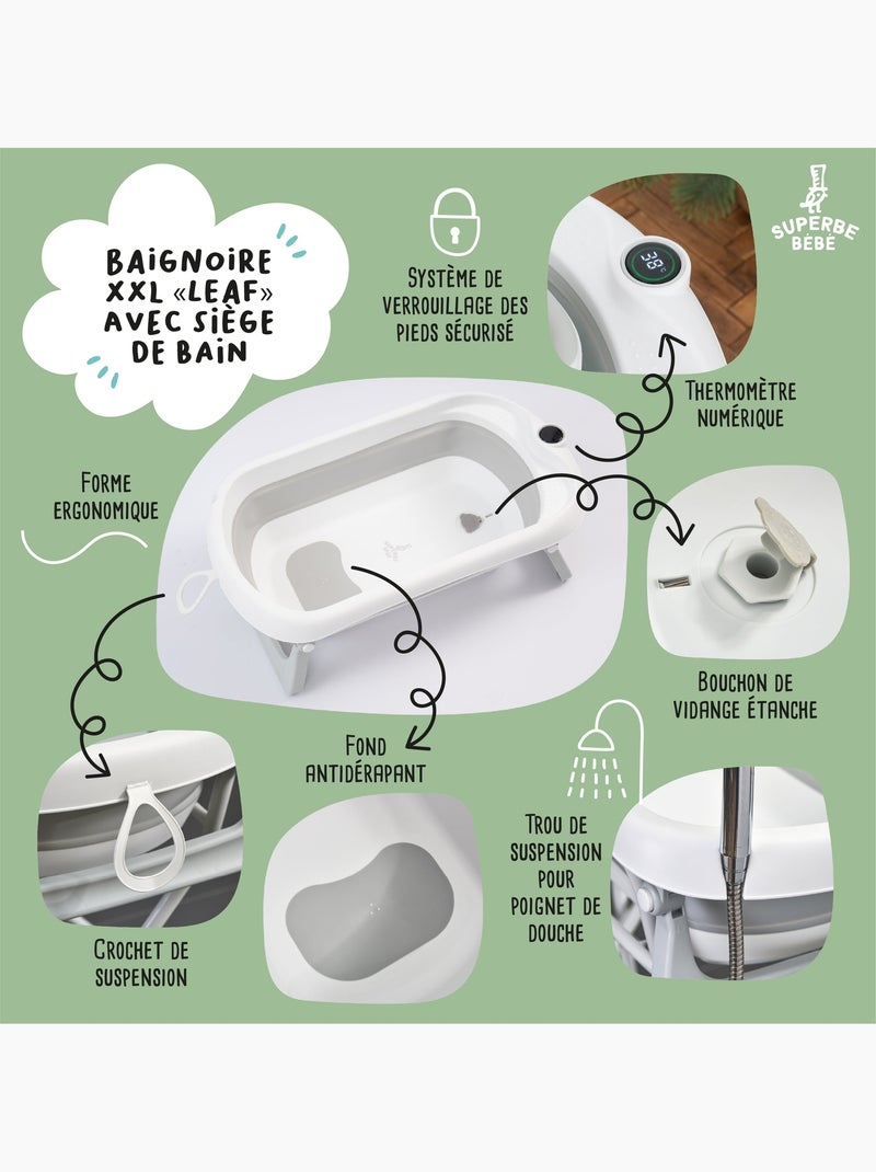 Bañera plegable para bebés con soporte - Kit completo | SUPERBE BEBE Gris - Kiabi