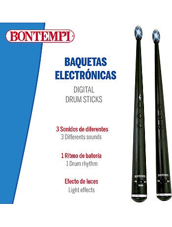 Baquetas eléctricas de juguete c/luz y sonido bontempi