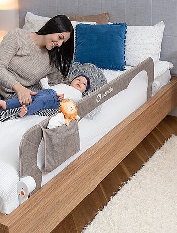 Barandilla de cuna LIONELO Eva - 150 cm - Protección anticaídas - Malla transpirable plegable