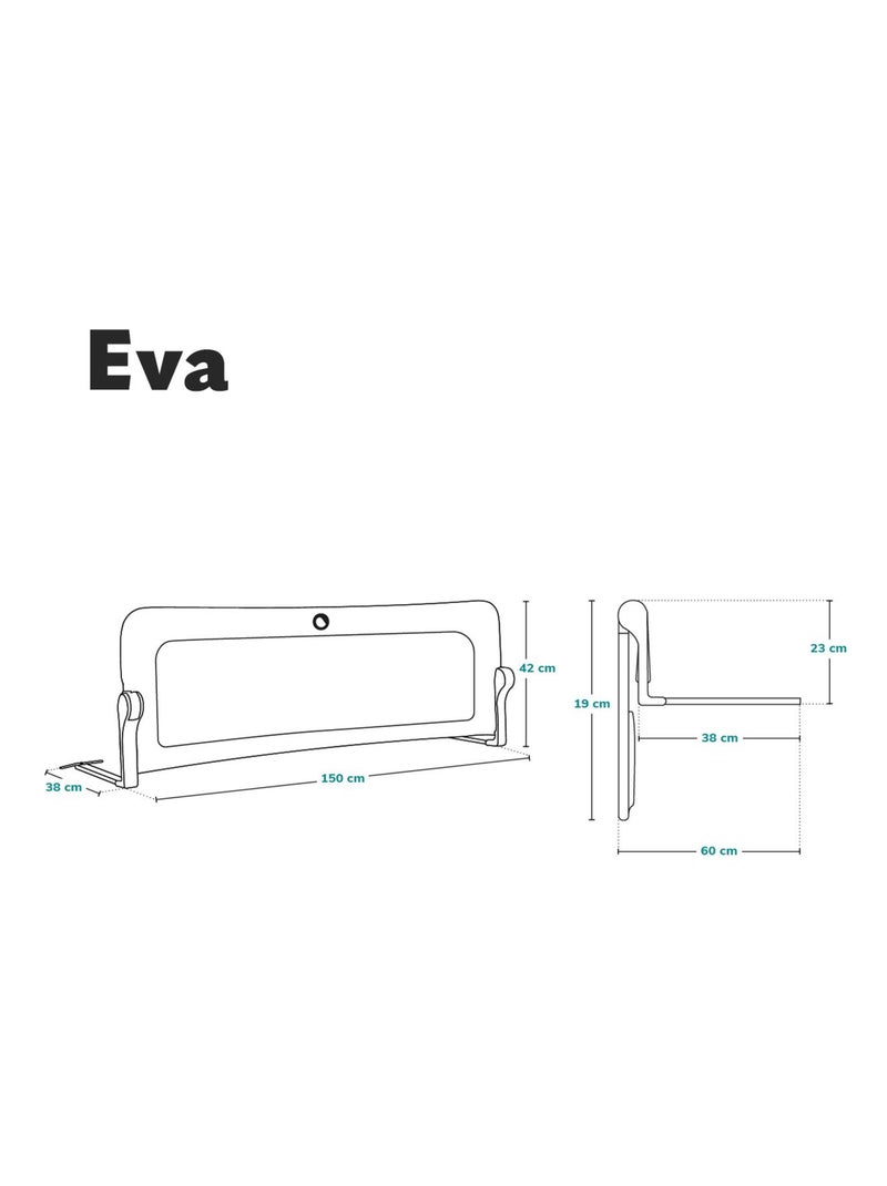 Barandilla de cuna LIONELO Eva - 150 cm - Protección anticaídas - Malla transpirable plegable Beige - Kiabi