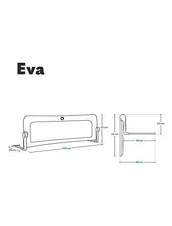 Barandilla de cuna LIONELO Eva - 150 cm - Protección anticaídas - Malla transpirable plegable