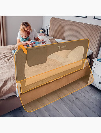 Barandilla de cuna LIONELO Hanna - 150x65cm - Plegable - Protección anticaídas - Malla transpirable