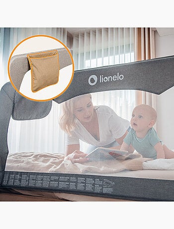 Barandilla de cuna LIONELO Hanna - 150x65cm - Plegable - Protección anticaídas - Malla transpirable