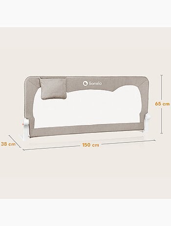 Barandilla de cuna LIONELO Hanna - 150x65cm - Plegable - Protección anticaídas - Malla transpirable