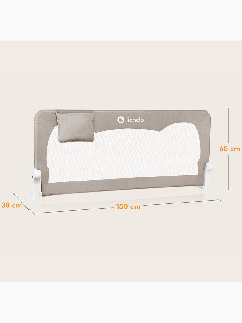 Barandilla de cuna LIONELO Hanna - 150x65cm - Plegable - Protección anticaídas - Malla transpirable Beige - Kiabi