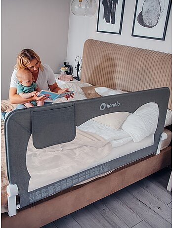 Barandilla de cuna LIONELO Hanna - 150x65cm - Plegable - Protección anticaídas - Malla transpirable