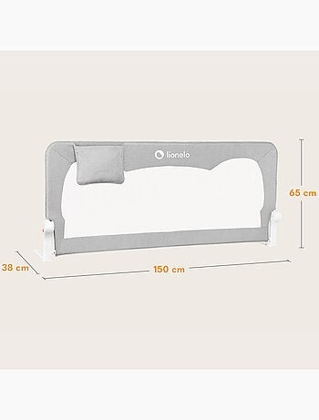Barandilla de cuna LIONELO Hanna - 150x65cm - Plegable - Protección anticaídas - Malla transpirable