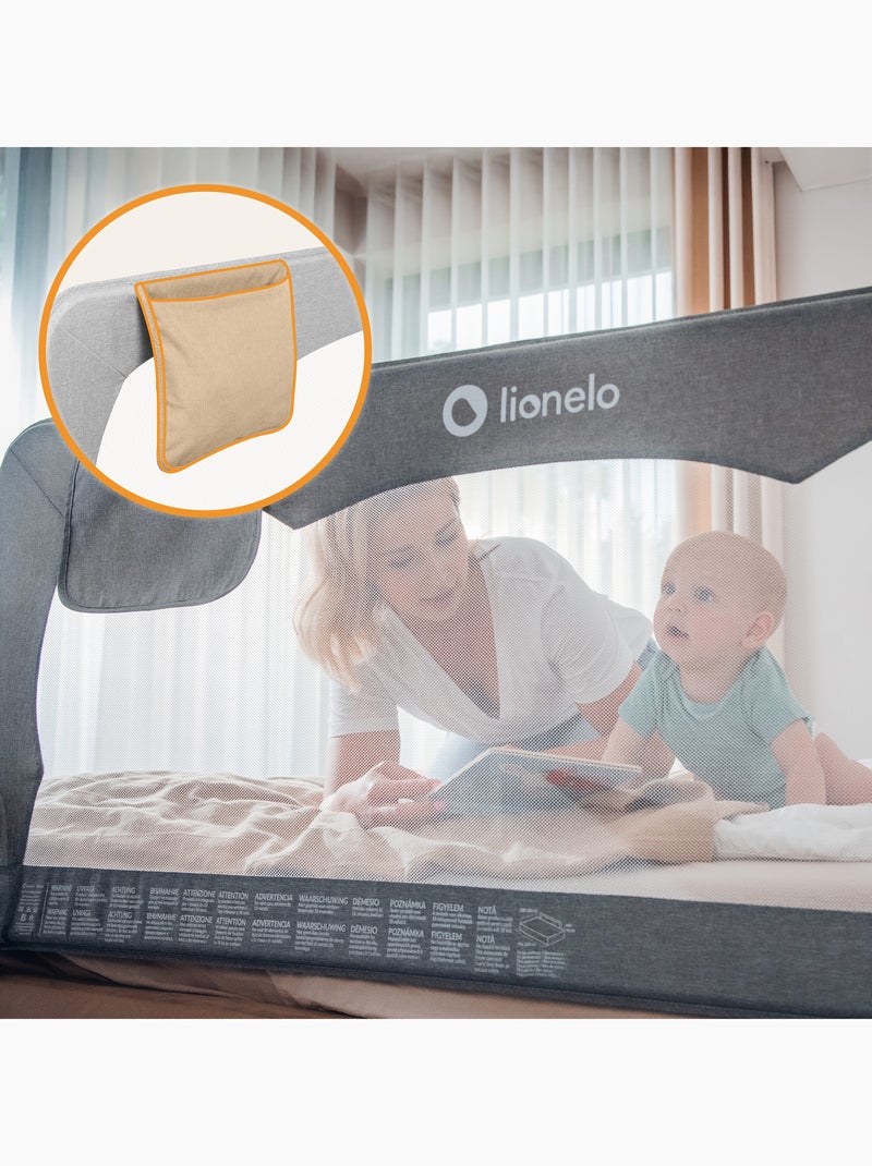 Barandilla de cuna LIONELO Hanna - 150x65cm - Plegable - Protección anticaídas - Malla transpirable Gris - Kiabi