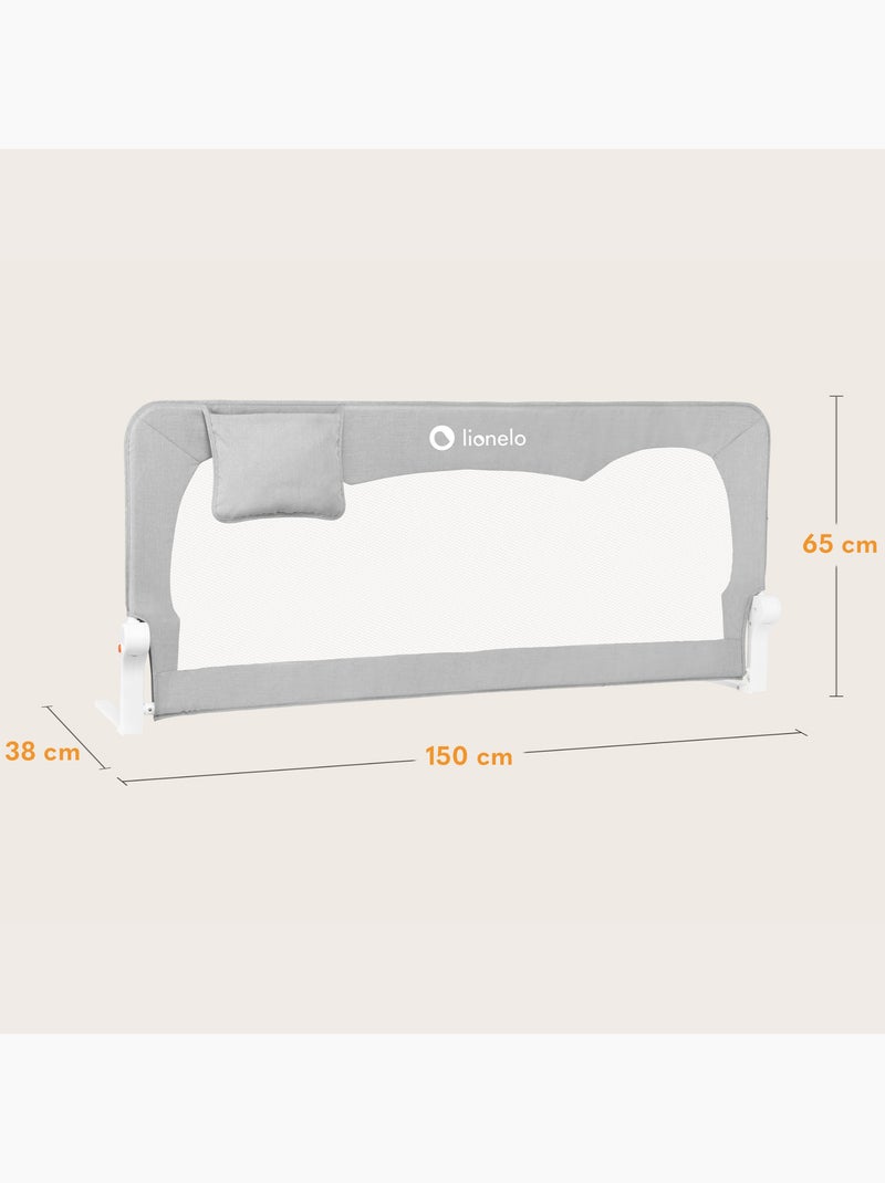 Barandilla de cuna LIONELO Hanna - 150x65cm - Plegable - Protección anticaídas - Malla transpirable Gris - Kiabi