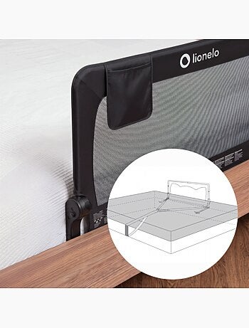 Barandilla de cuna LIONELO Hanna - 150x66cm - Plegable - Protección anticaídas - Malla transpirable
