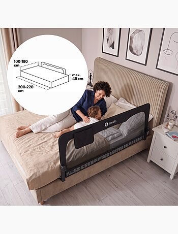 Barandilla de cuna LIONELO Hanna - 150x66cm - Plegable - Protección anticaídas - Malla transpirable