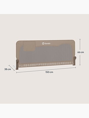 Barandilla de cuna LIONELO Hanna - 150x66cm - Plegable - Protección anticaídas - Malla transpirable