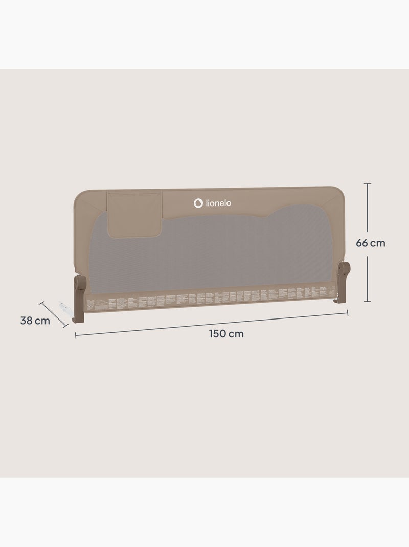 Barandilla de cuna LIONELO Hanna - 150x66cm - Plegable - Protección anticaídas - Malla transpirable Beige - Kiabi