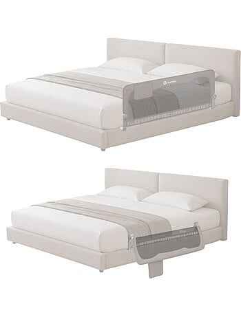 Barandilla de cuna LIONELO Hanna - 150x66cm - Plegable - Protección anticaídas - Malla transpirable