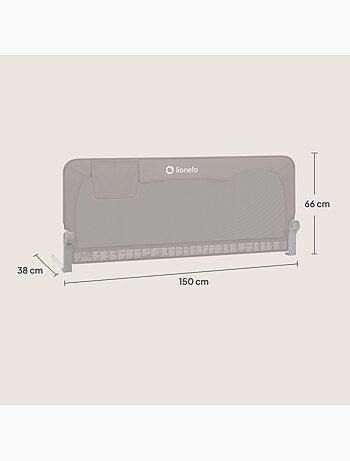 Barandilla de cuna LIONELO Hanna - 150x66cm - Plegable - Protección anticaídas - Malla transpirable