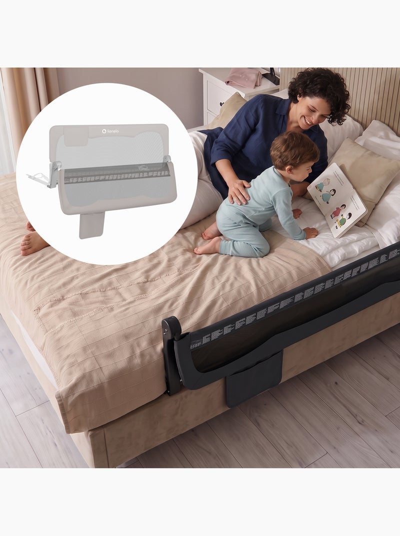 Barandilla de cuna LIONELO Hanna - 150x66cm - Plegable - Protección anticaídas - Malla transpirable Gris - Kiabi