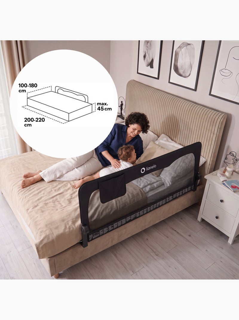 Barandilla de cuna LIONELO Hanna - 150x66cm - Plegable - Protección anticaídas - Malla transpirable Gris - Kiabi