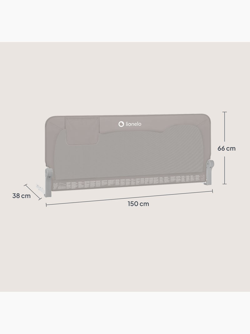 Barandilla de cuna LIONELO Hanna - 150x66cm - Plegable - Protección anticaídas - Malla transpirable Gris - Kiabi