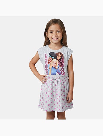 Barbie - vestido estampado de manga corta y cuello redondo
