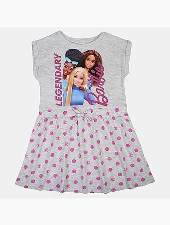 Barbie - vestido estampado de manga corta y cuello redondo