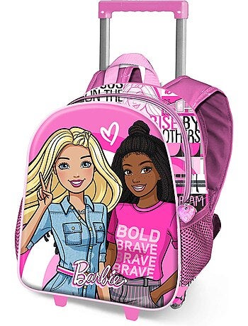 Barbie Brave Mochila 3D con Ruedas Pequeña, Rosa