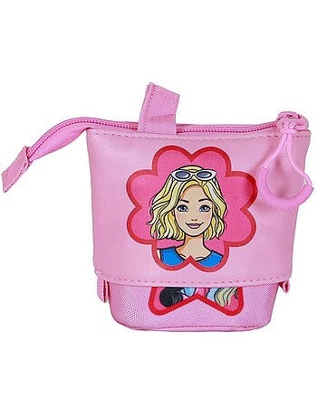 Barbie flower estuche portatodo cute + 2 bolígrafos de gel borrables, rosa