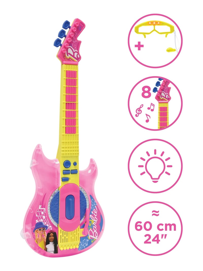 Barbie Iluminación Electrónica Guitarrara con Micrófono en forma de gafas Rosa - Kiabi