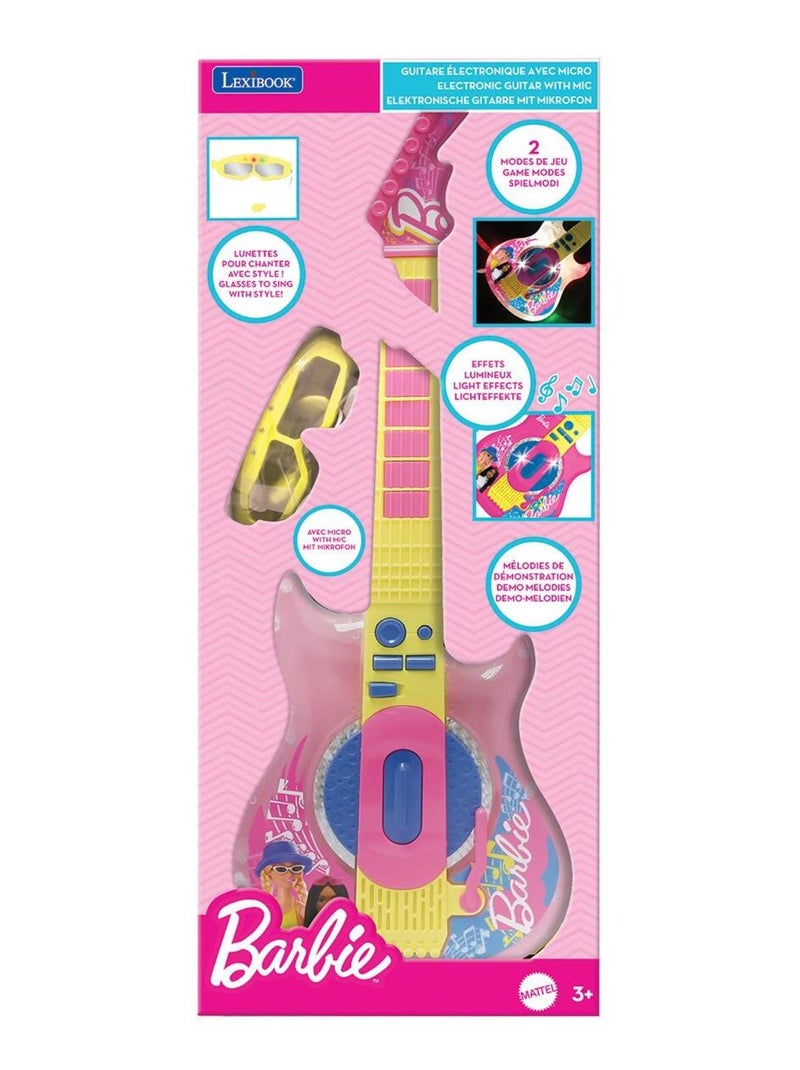 Barbie Iluminación Electrónica Guitarrara con Micrófono en forma de gafas Rosa - Kiabi