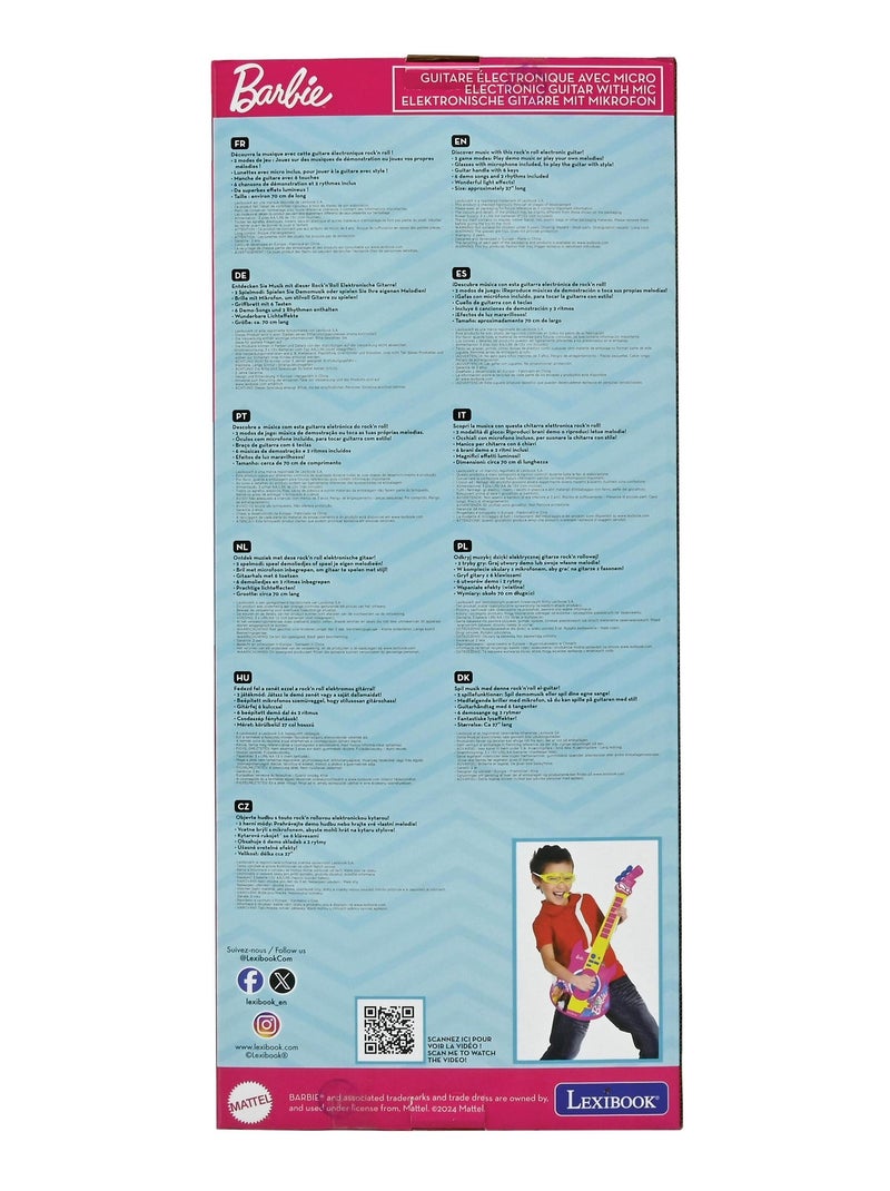 Barbie Iluminación Electrónica Guitarrara con Micrófono en forma de gafas Rosa - Kiabi