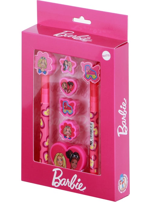 Barbie Mix Pack de Bolígrafo de Gel Borrable + Lápiz Eternal + 4 Gomas + Sacapuntas, Rosa - Kiabi Barbie Mix Pack de Bolígrafo de Gel Borrable + Lápiz Eternal + 4 Gomas + Sacapuntas, Rosa - Kiabi