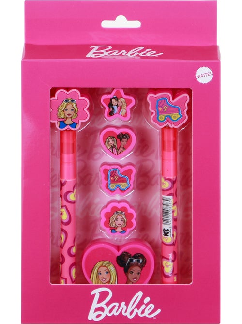 Barbie Mix Pack de Bolígrafo de Gel Borrable + Lápiz Eternal + 4 Gomas + Sacapuntas, Rosa - Kiabi Barbie Mix Pack de Bolígrafo de Gel Borrable + Lápiz Eternal + 4 Gomas + Sacapuntas, Rosa - Kiabi