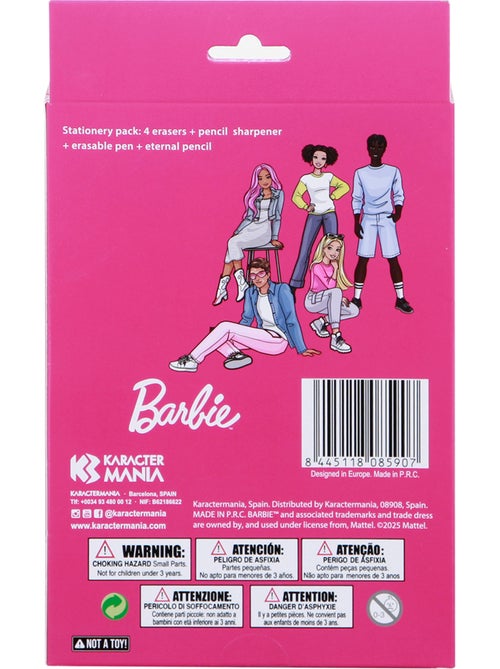 Barbie Mix Pack de Bolígrafo de Gel Borrable + Lápiz Eternal + 4 Gomas + Sacapuntas, Rosa - Kiabi Barbie Mix Pack de Bolígrafo de Gel Borrable + Lápiz Eternal + 4 Gomas + Sacapuntas, Rosa - Kiabi