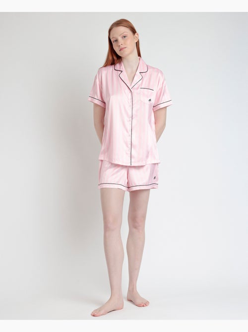 BARBIE Pijama Abierto Manga Corta Elegant Barbie para Mujer - Kiabi BARBIE Pijama Abierto Manga Corta Elegant Barbie para Mujer - Kiabi