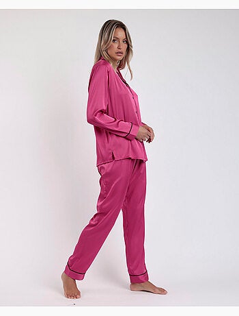 BARBIE Pijama Abierto Manga Larga Satin Barbie Vintage para Mujer