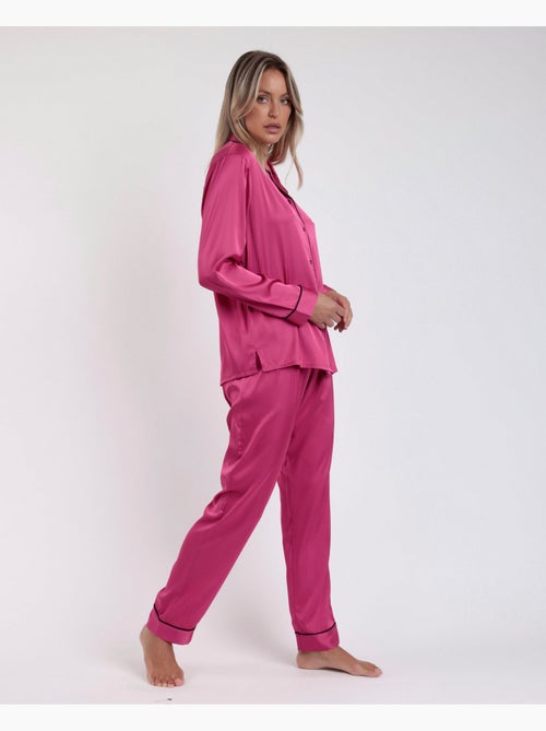 BARBIE Pijama Abierto Manga Larga Satin Barbie Vintage para Mujer - Kiabi BARBIE Pijama Abierto Manga Larga Satin Barbie Vintage para Mujer - Kiabi