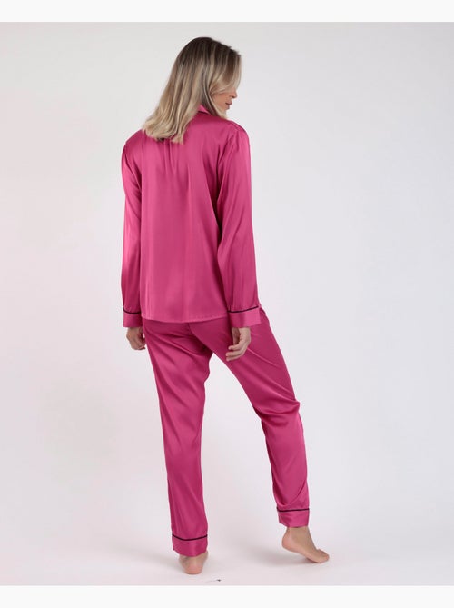 BARBIE Pijama Abierto Manga Larga Satin Barbie Vintage para Mujer - Kiabi BARBIE Pijama Abierto Manga Larga Satin Barbie Vintage para Mujer - Kiabi