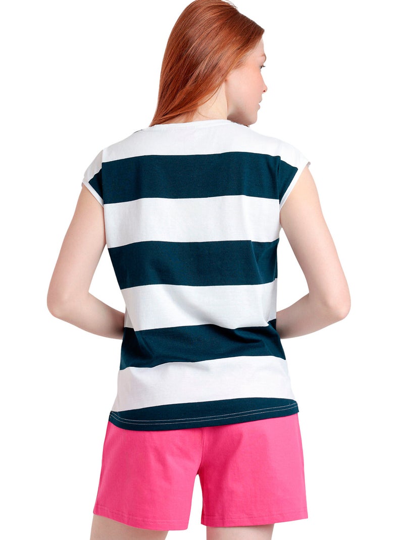 BARBIE Pijama Manga Caída Barbie Stripes para Mujer Azul marino - Kiabi