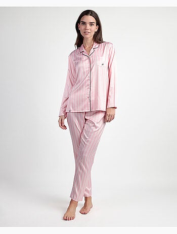 BARBIE Pijama Manga Larga Abierto Satinado Elegant Barbie para Mujer