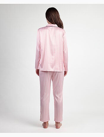 BARBIE Pijama Manga Larga Abierto Satinado Elegant Barbie para Mujer