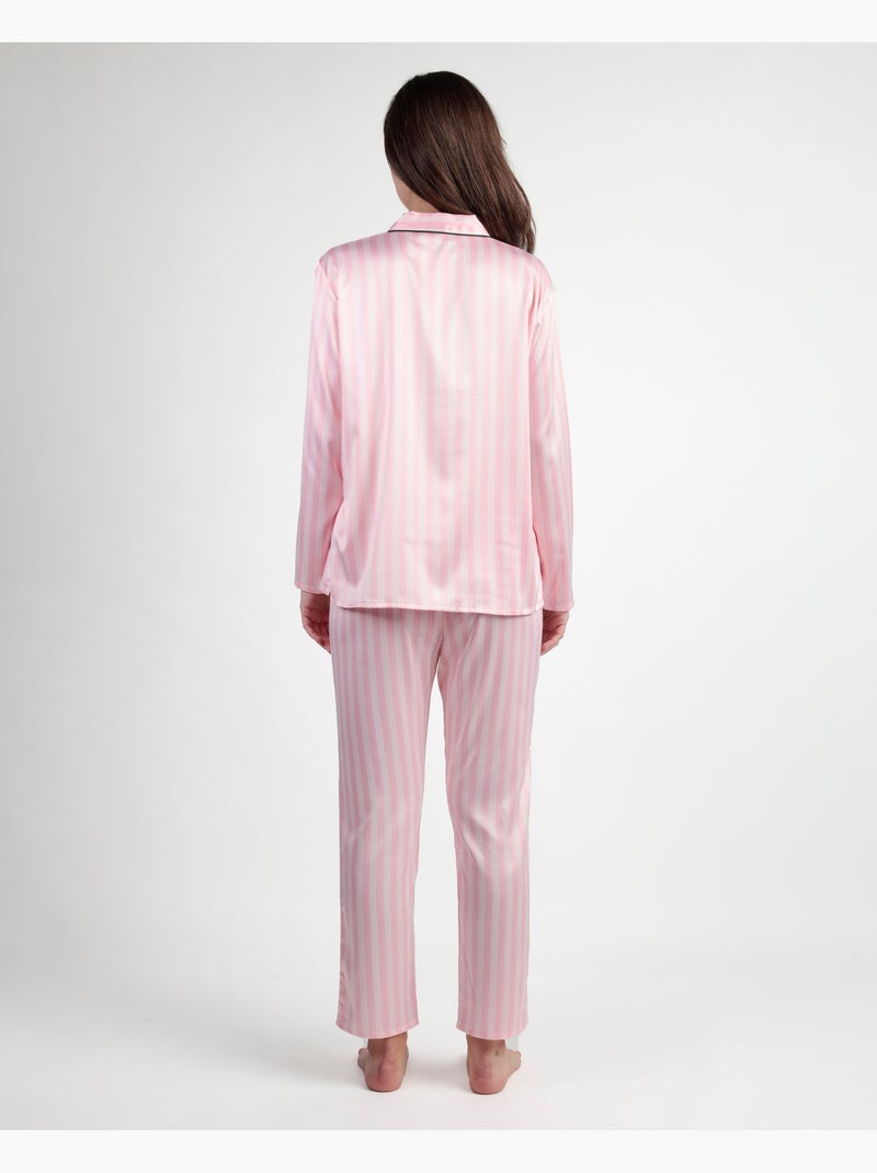 BARBIE Pijama Manga Larga Abierto Satinado Elegant Barbie para Mujer Rosa - Kiabi