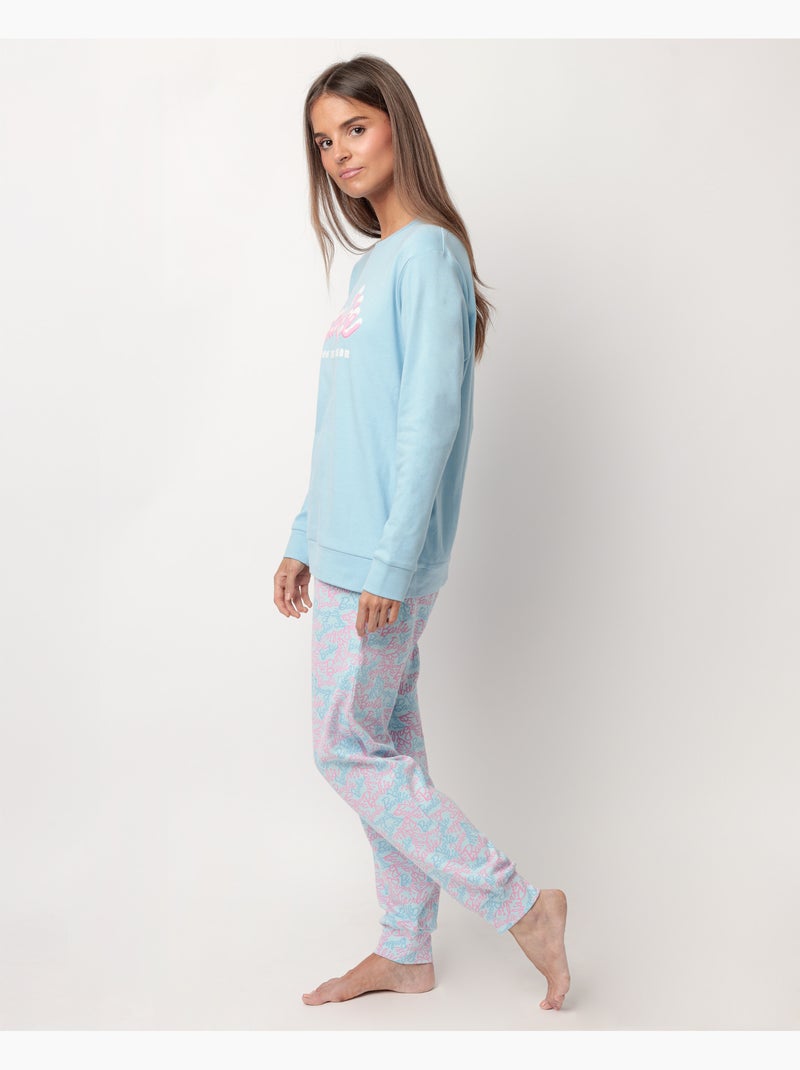 BARBIE Pijama Manga Larga Apres Ski para Mujer Azul - Kiabi
