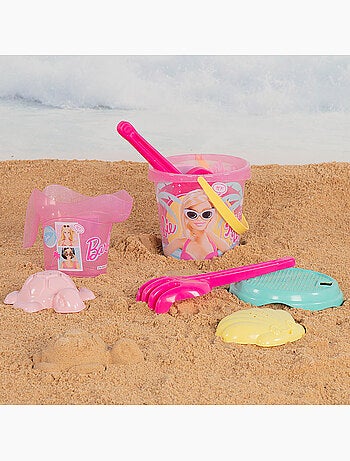 Barbie set cubo playa c/muñeca, accesorios y mochila transporte