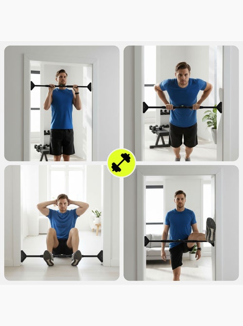 Barra de dominadas ajustable 70-100 cm hasta 200 kg para puerta negra – HyperMotion - Kiabi