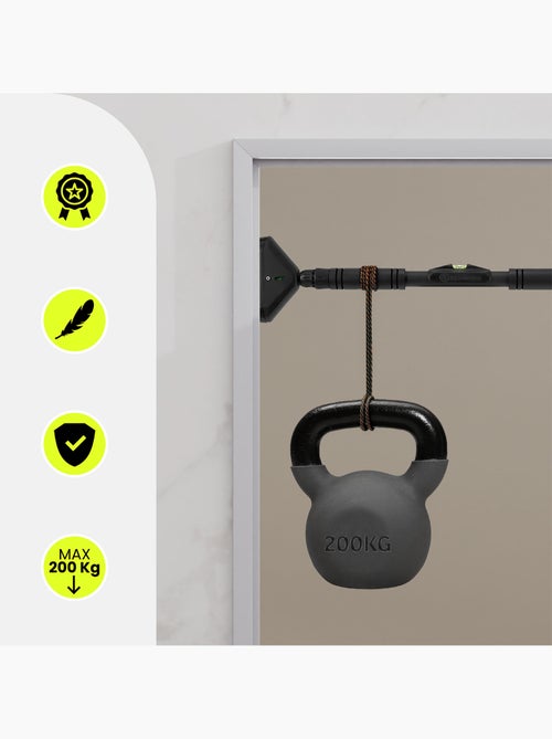 Barra de dominadas ajustable 70-100 cm hasta 200 kg para puerta negra – HyperMotion - Kiabi